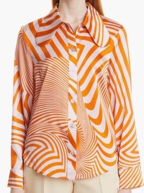 Baum Und Pferdgarten Silk Mara Shirt Psychedelic Orange Print size 38